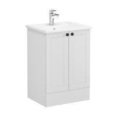 Vitra Root Classic 68751 Lavabo Dolabı, Kapaklı, 60 Cm, Yerden, Mat Açık Gri, Köşeli Lavabolu